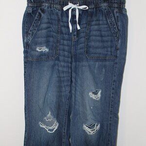 Lane Bryant Women's Pull On Wide Leg Distress Jeans Size 14